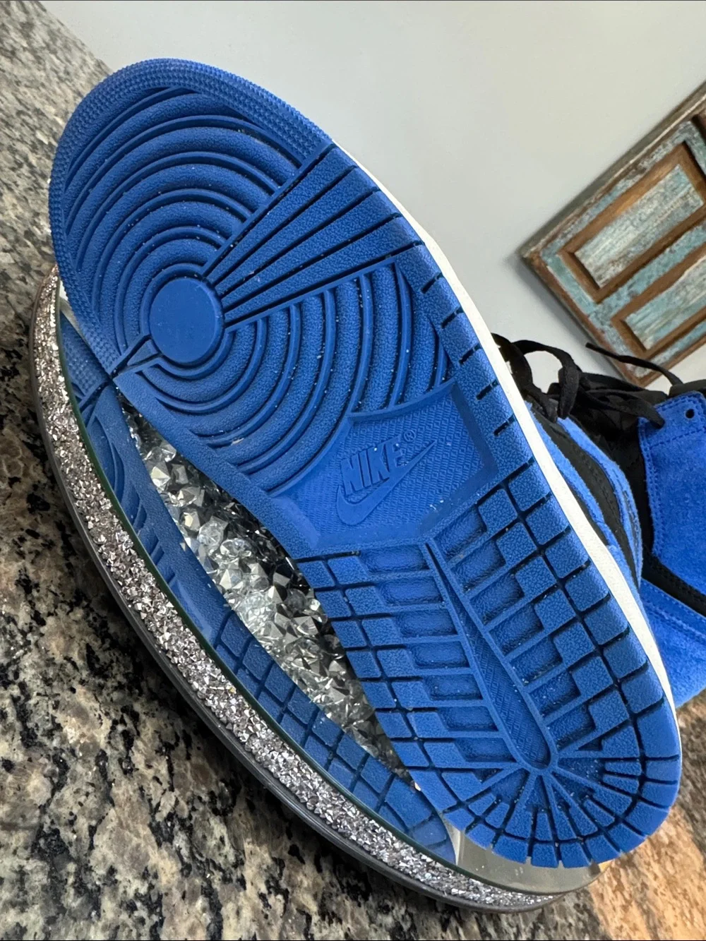 Air Jordan 1 Retro High Black & Royal Blue Suede EUC 10.5